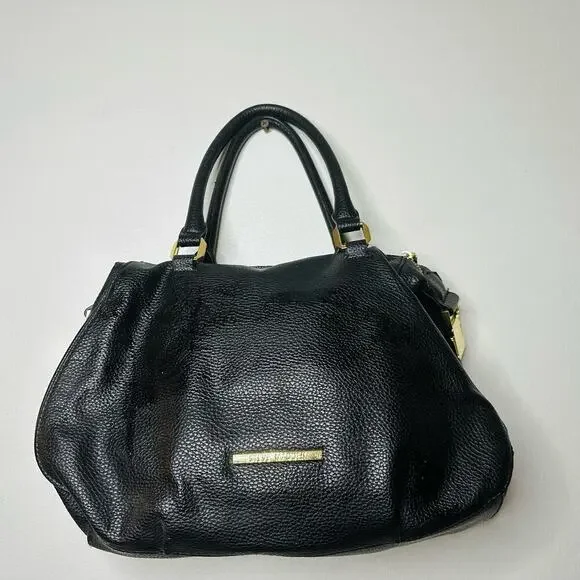 STEVE MADDEN Women's Black Embossed Faux Leather Gold Accent Handbag Purse - Picture 8 of 12